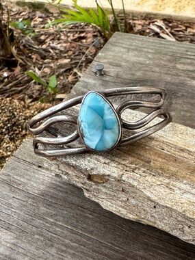 Sterling Silver Cuff with Larimar